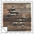 Corrugated Little Birds on Wood Novelty Square Sticker Decal