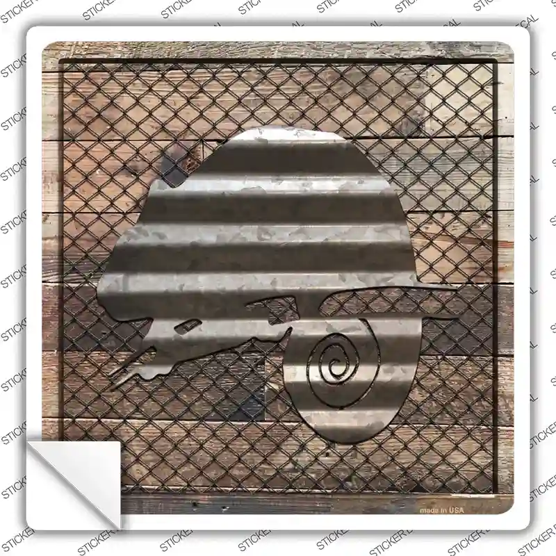 Corrugated Chameleon on Wood Novelty Square Sticker Decal