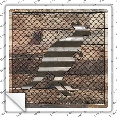 Corrugated Kangaroo on Wood Novelty Square Sticker Decal