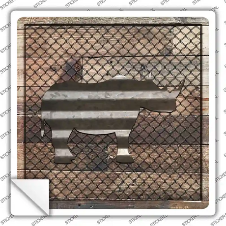 Corrugated Rhino on Wood Novelty Square Sticker Decal