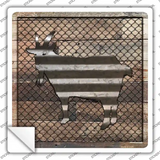 Corrugated Goat on Wood Novelty Square Sticker Decal