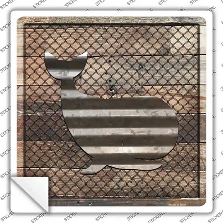 Corrugated Whale on Wood Novelty Square Sticker Decal