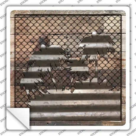 Corrugated Palm Trees on Wood Novelty Square Sticker Decal