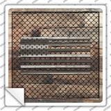 Corrugated American Flag on Wood Novelty Square Sticker Decal