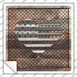 Corrugated American Flag Heart on Wood Novelty Square Sticker Decal