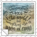 God Created the World Novelty Square Sticker Decal