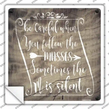 The M Is Silent Novelty Square Sticker Decal