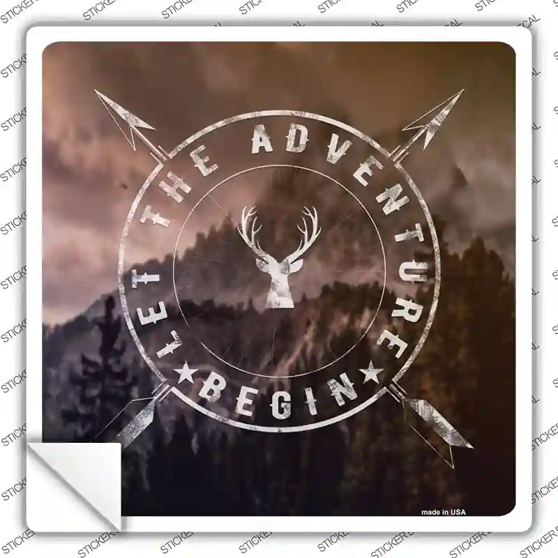Let The Adventure Begin Novelty Square Sticker Decal