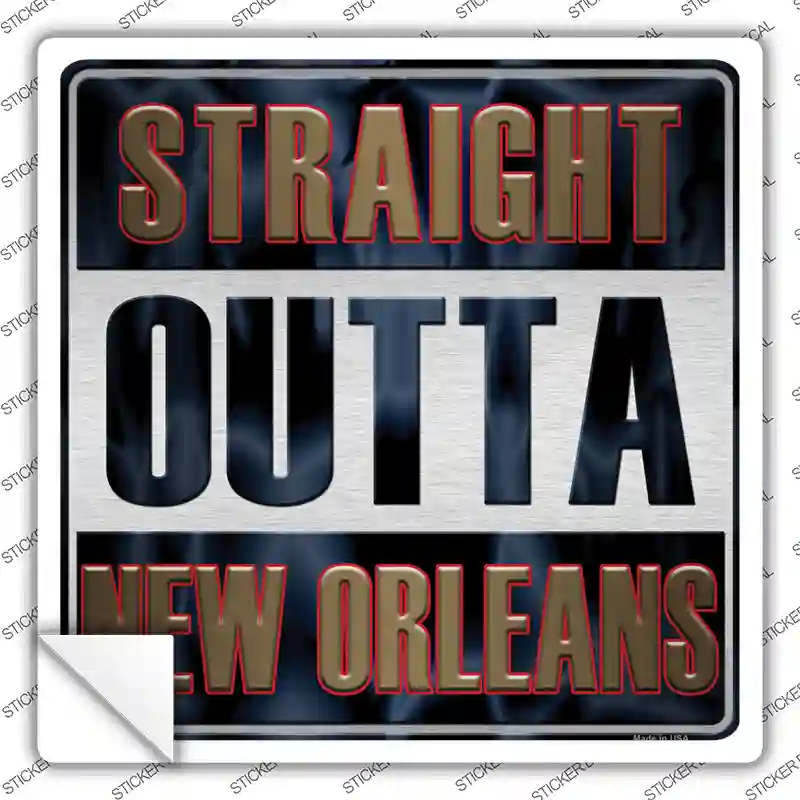 Straight Outta New Orleans Basketball Novelty Square Sticker Decal