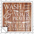 Jesus and Germs Novelty Square Sticker Decal