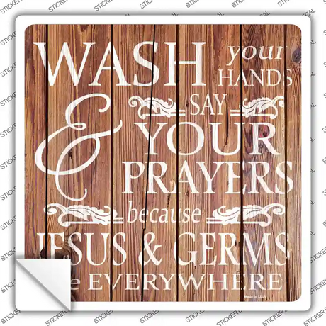 Jesus and Germs Novelty Square Sticker Decal
