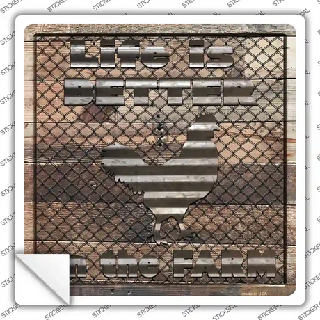 Better On The Farm Corrugated Chicken Novelty Square Sticker Decal