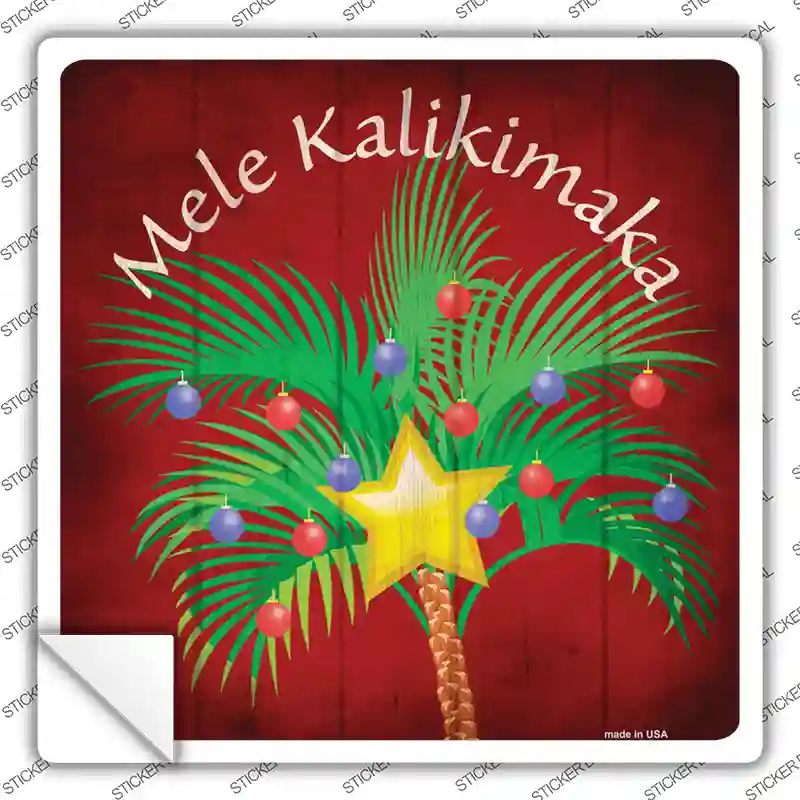 Mele Kalikimaka Novelty Square Sticker Decal
