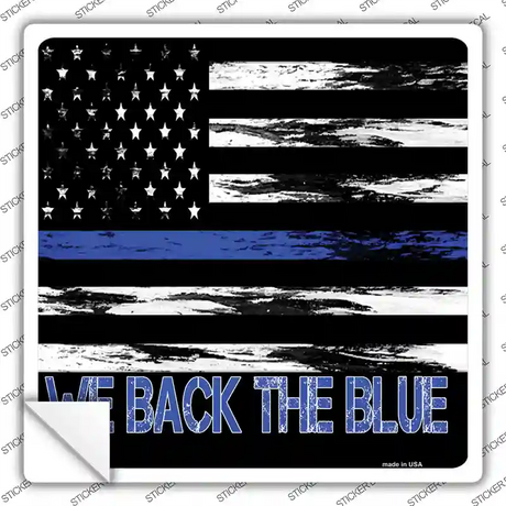 Back The Blue Novelty Square Sticker Decal