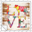 Love Colorful Cow Novelty Square Sticker Decal