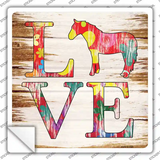 Love Colorful Horse Novelty Square Sticker Decal