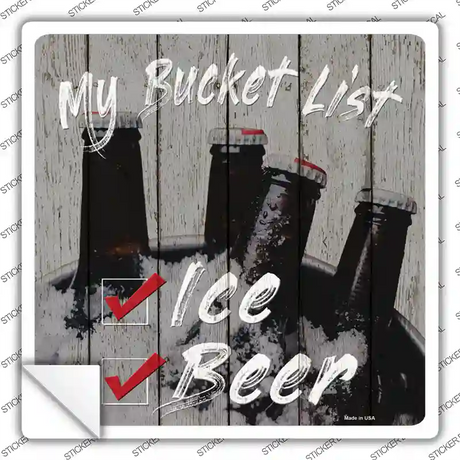 Beer Bucket List Novelty Square Sticker Decal