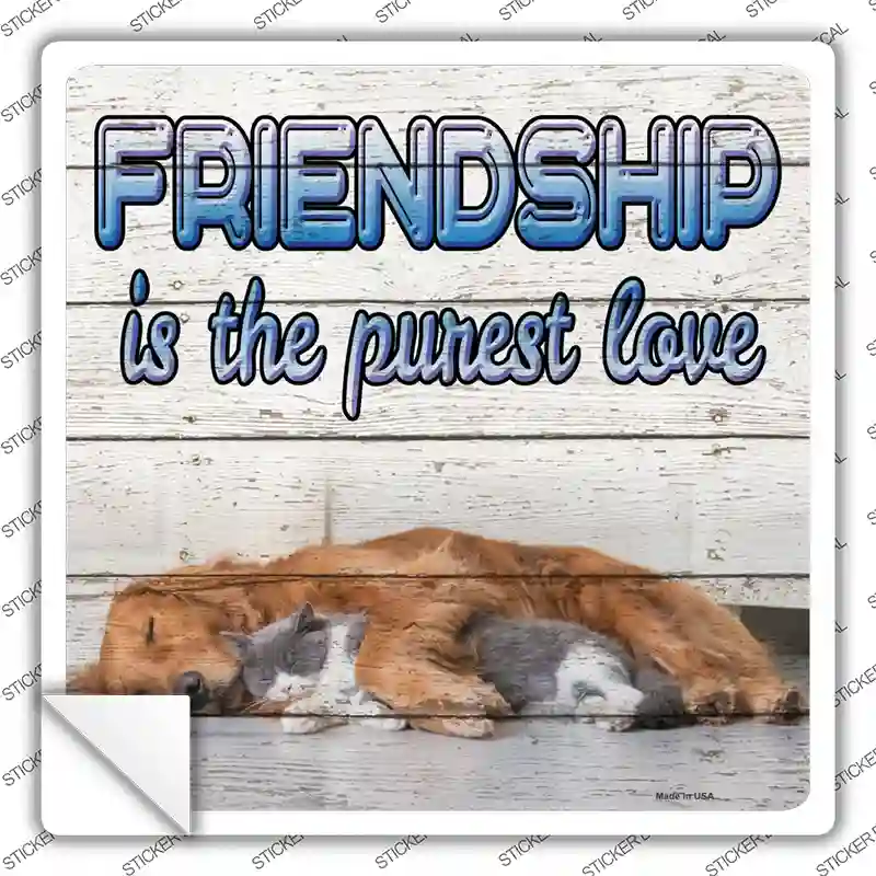 Pet Friendship Novelty Square Sticker Decal