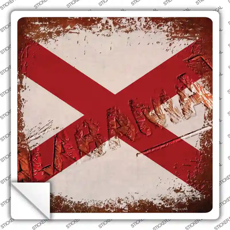 Alabama Rusty Stamped Novelty Square Sticker Decal
