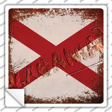 Alabama Rusty Stamped Novelty Square Sticker Decal