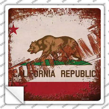 California Rusty Stamped Novelty Square Sticker Decal