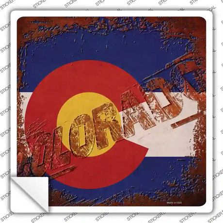 Colorado Rusty Stamped Novelty Square Sticker Decal