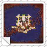 Connecticut Rusty Stamped Novelty Square Sticker Decal