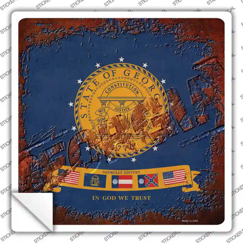 Georgia Rusty Stamped Novelty Square Sticker Decal