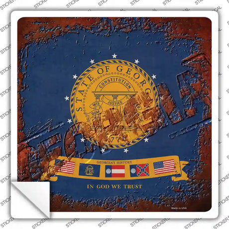 Georgia Rusty Stamped Novelty Square Sticker Decal