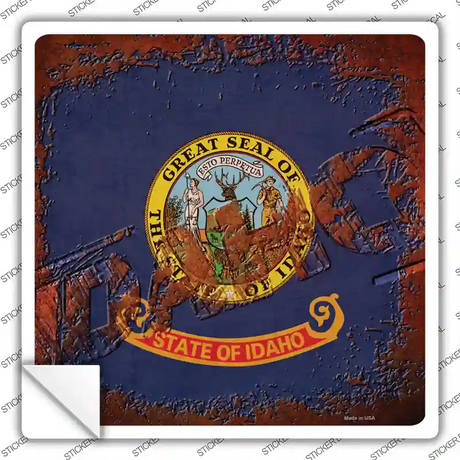 Idaho Rusty Stamped Novelty Square Sticker Decal