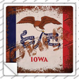 Iowa Rusty Stamped Novelty Square Sticker Decal