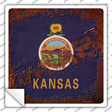 Kansas Rusty Stamped Novelty Square Sticker Decal