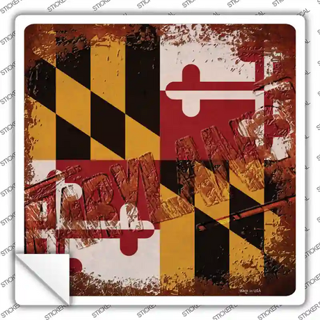 Maryland Rusty Stamped Novelty Square Sticker Decal