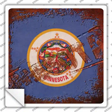 Minnesota Rusty Stamped Novelty Square Sticker Decal