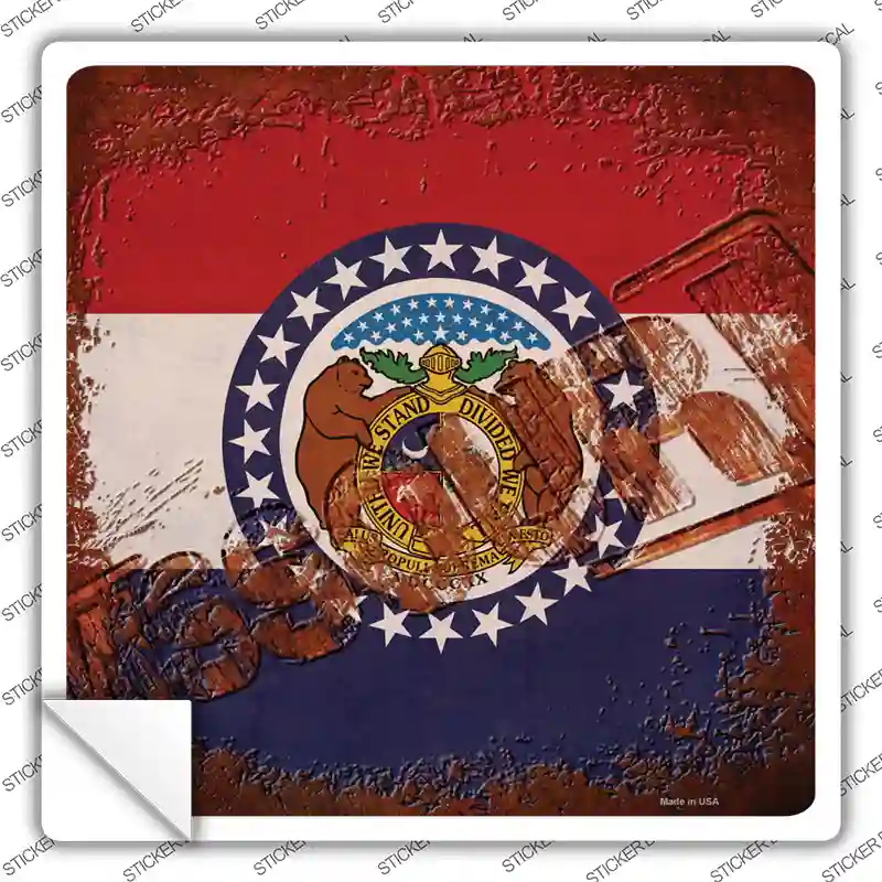Missouri Rusty Stamped Novelty Square Sticker Decal