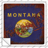 Montana Rusty Stamped Novelty Square Sticker Decal