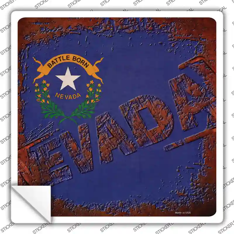 Nevada Rusty Stamped Novelty Square Sticker Decal