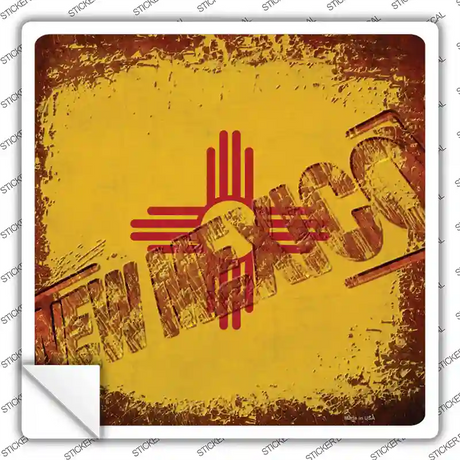 New Mexico Rusty Stamped Novelty Square Sticker Decal