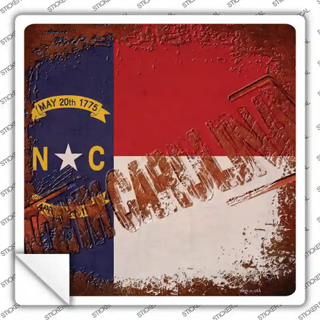 North Carolina Rusty Stamped Novelty Square Sticker Decal