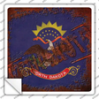 North Dakota Rusty Stamped Novelty Square Sticker Decal