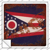 Ohio Rusty Stamped Novelty Square Sticker Decal