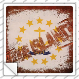 Rhode Island Rusty Stamped Novelty Square Sticker Decal