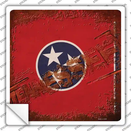 Tennessee Rusty Stamped Novelty Square Sticker Decal