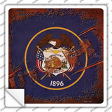 Utah Rusty Stamped Novelty Square Sticker Decal