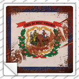West Virginia Rusty Stamped Novelty Square Sticker Decal