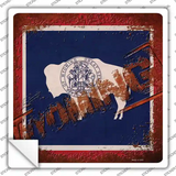 Wyoming Rusty Stamped Novelty Square Sticker Decal