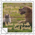 Less Scary With Friends Novelty Square Sticker Decal
