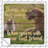 Less Scary With Friends Novelty Square Sticker Decal