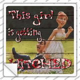 Getting Hitched Novelty Square Sticker Decal