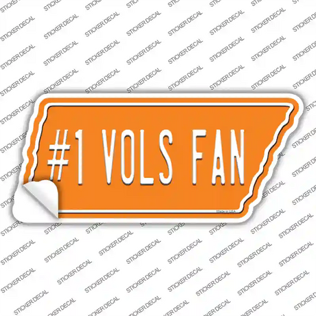 Number 1 Vols Fan Novelty Tennessee Shape Sticker Decal